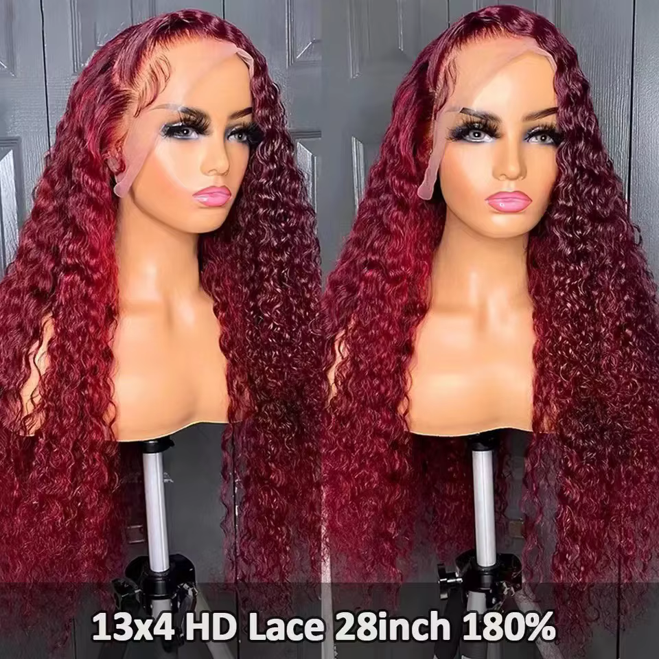 Perruque Deep Wave, raie au milieu, cheveux synthétiques tissés à la machine, pour femmes