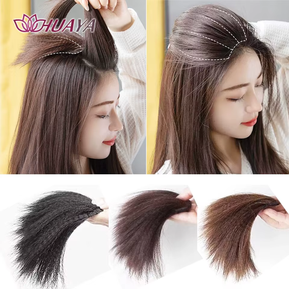 Pièces de cheveux synthétiques courtes et lisses