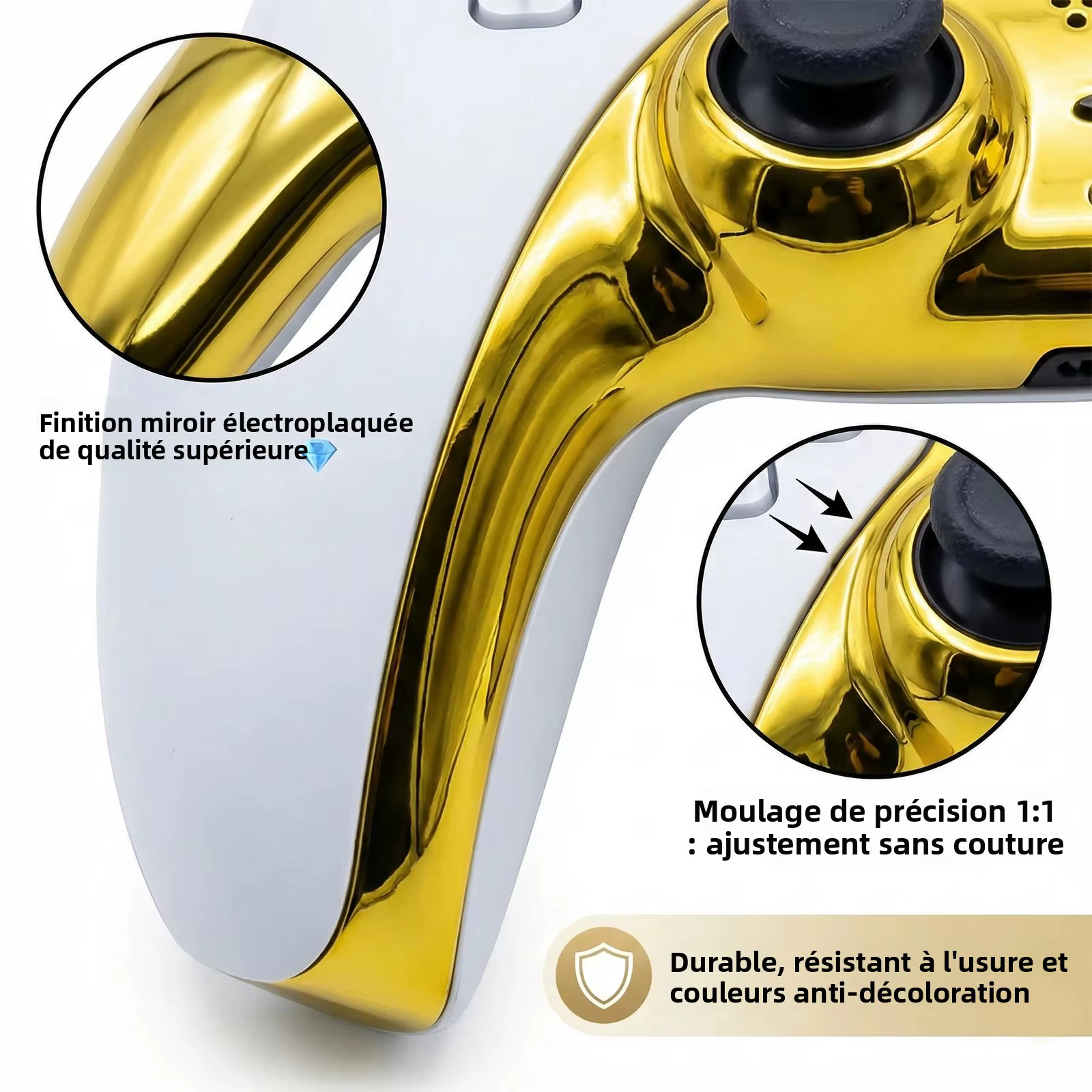 Bande décorative pour manette PS5, couvercle de poignée chromé de remplacement avec levier de démontage, accessoires de coque de remplacement à ajustement précis pour bricolage