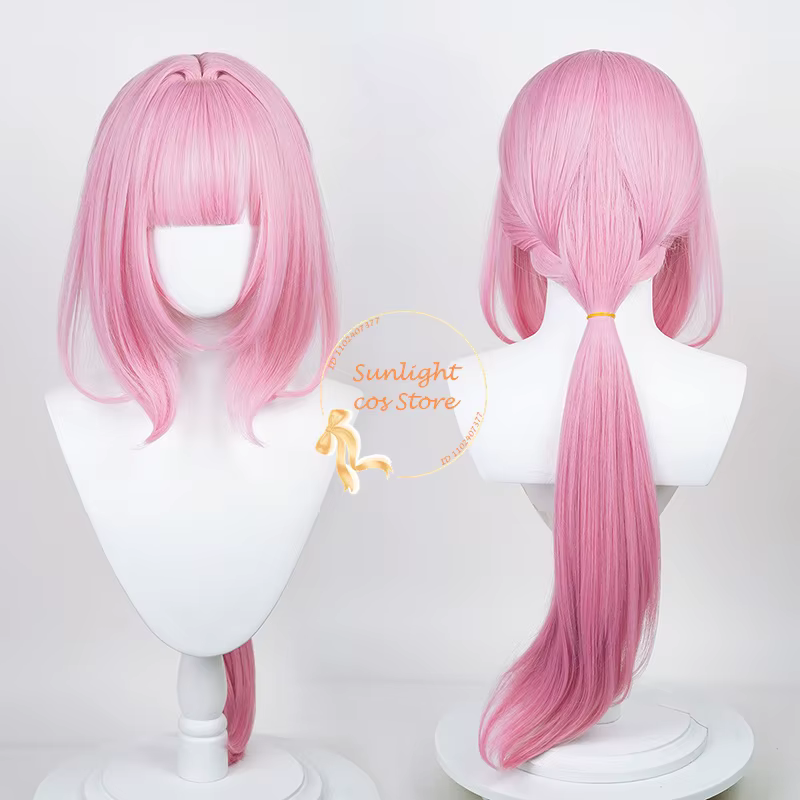 Perruque Cosplay Longue Rose avec Frange