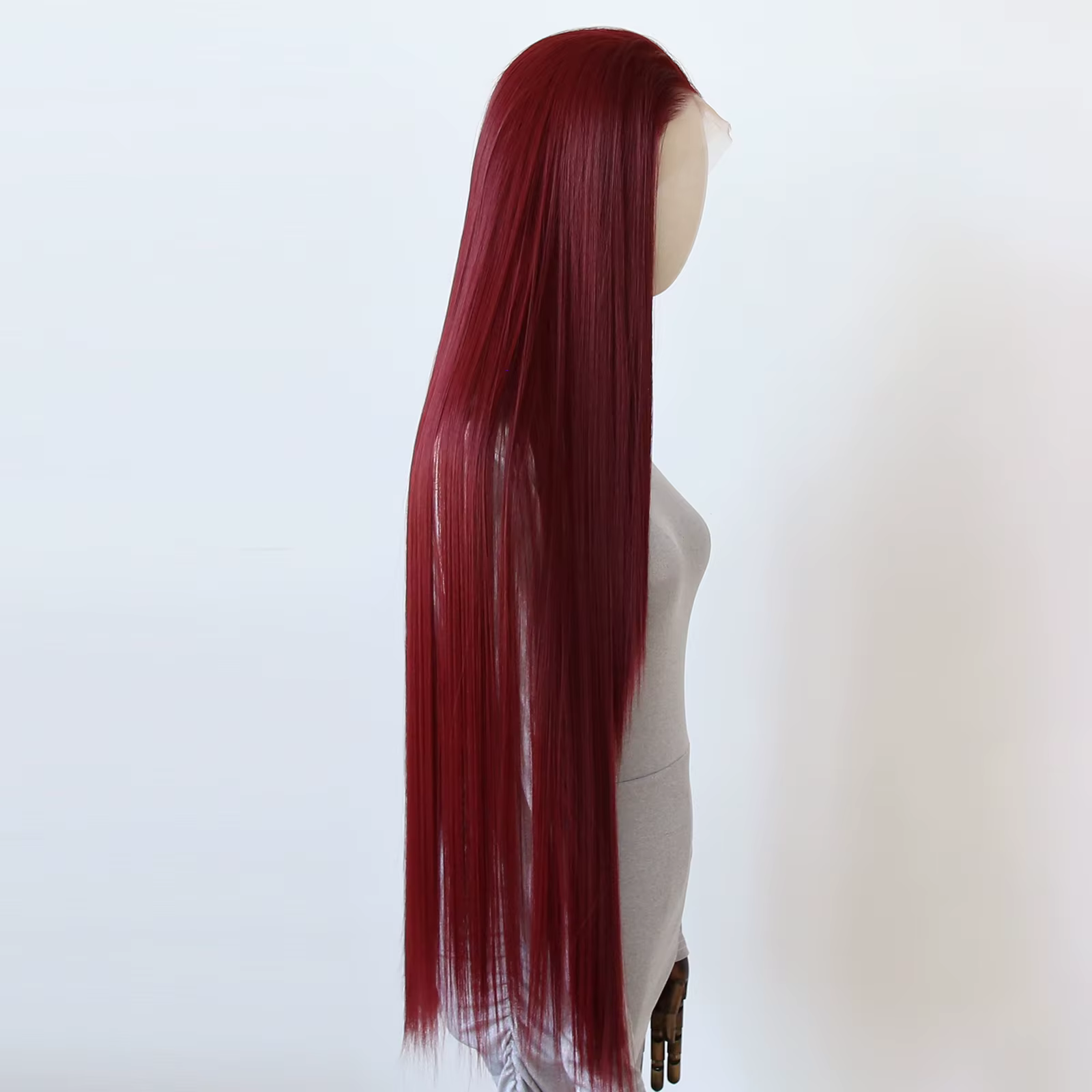 Perruque Lace Front Wig synthétique rouge vin