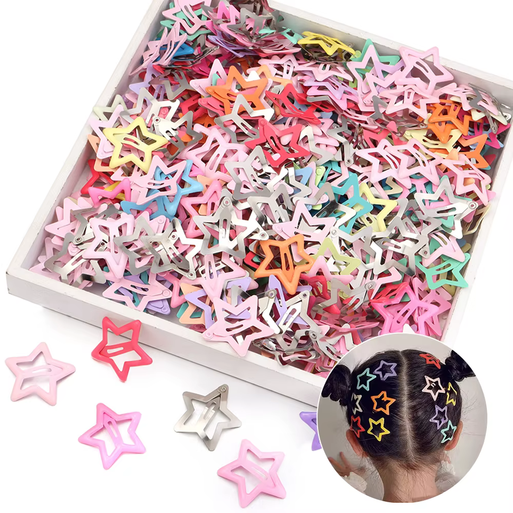 50 pcs/lot métal coloré enfants BB pinces à cheveux Y2K étoile