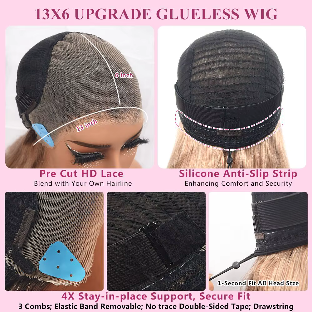 Perruque Lace Front Wig naturelle lisse ombré blond
