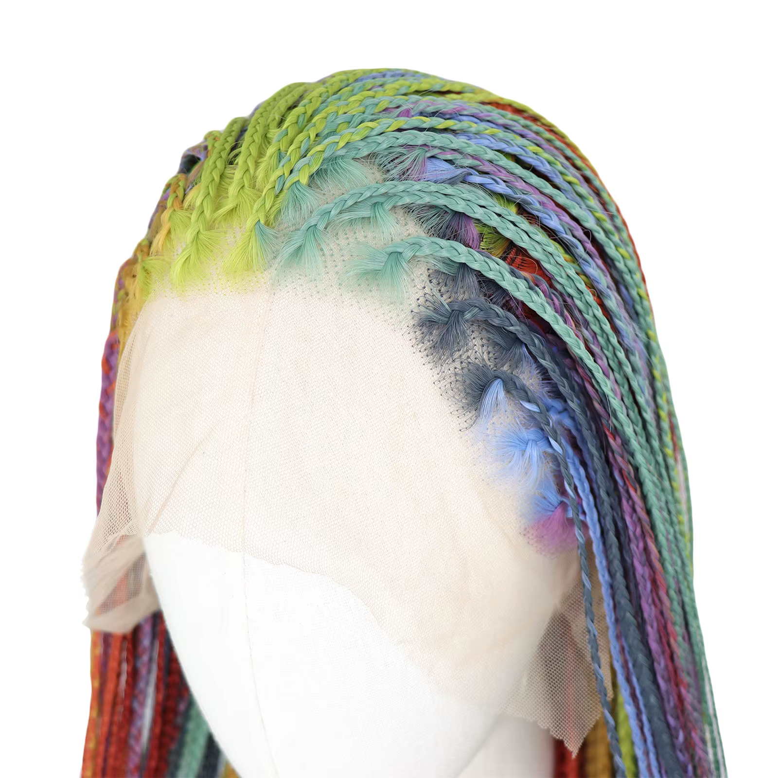 Perruques tressées en boîte colorée arc-en-ciel pour femmes noires