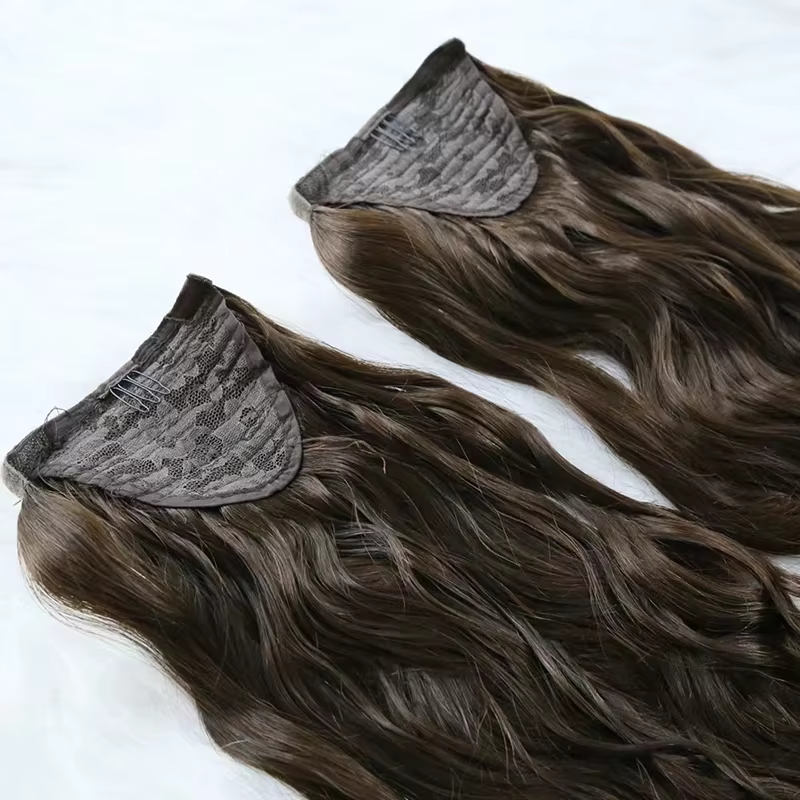 100% naturel vague d'eau cheveux humains Super Double dessiné Extensions de queue de cheval tressage pour le style de Volume et de longueur