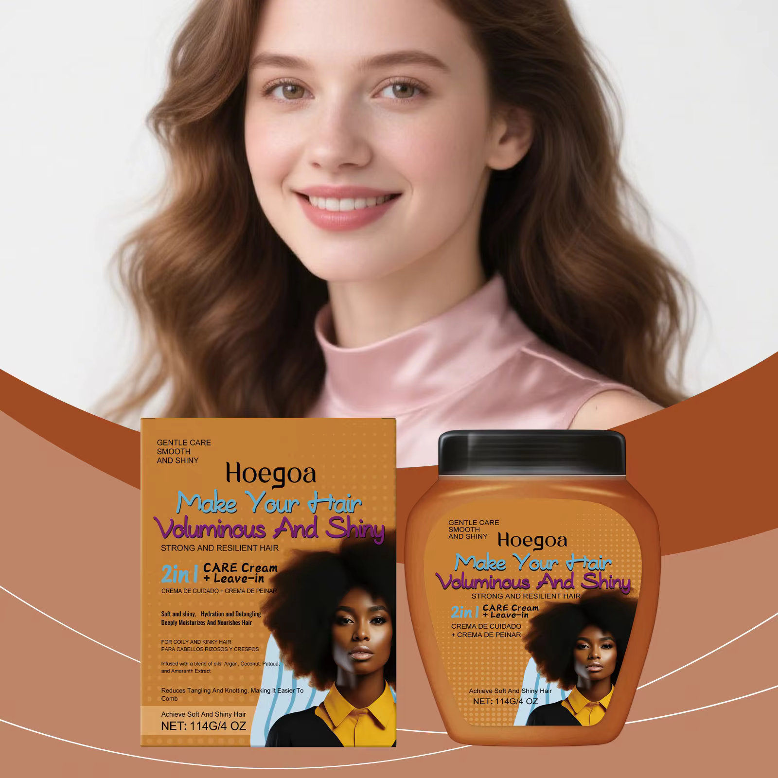 Crème revitalisante sans rinçage pour cheveux bouclés secs