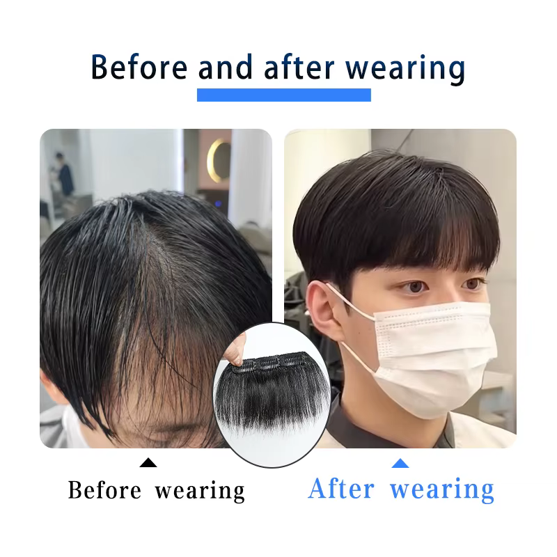 100% cheveux humains hommes 10cm