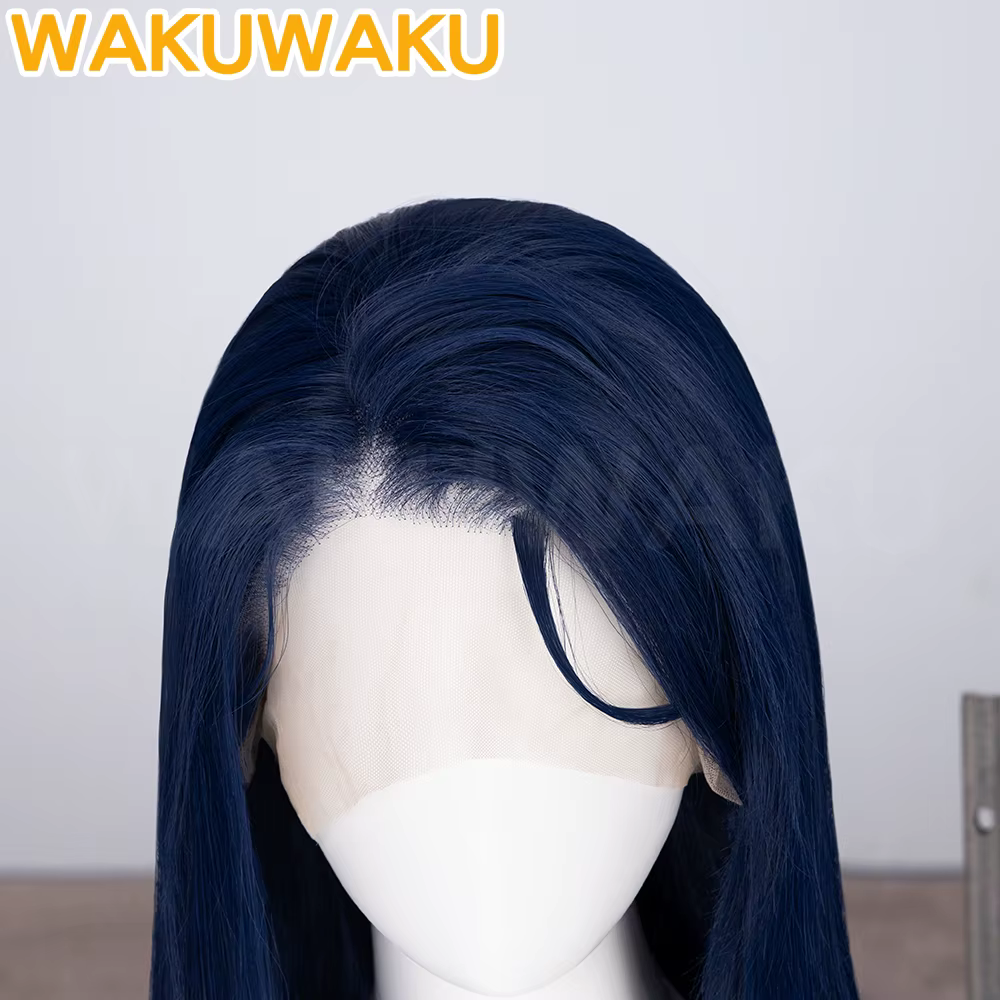 En STOCK Caitlyn avant dentelle perruque Anime Arcane Cosplay WakuWaku femmes bleu foncé cheveux longs 50 cm