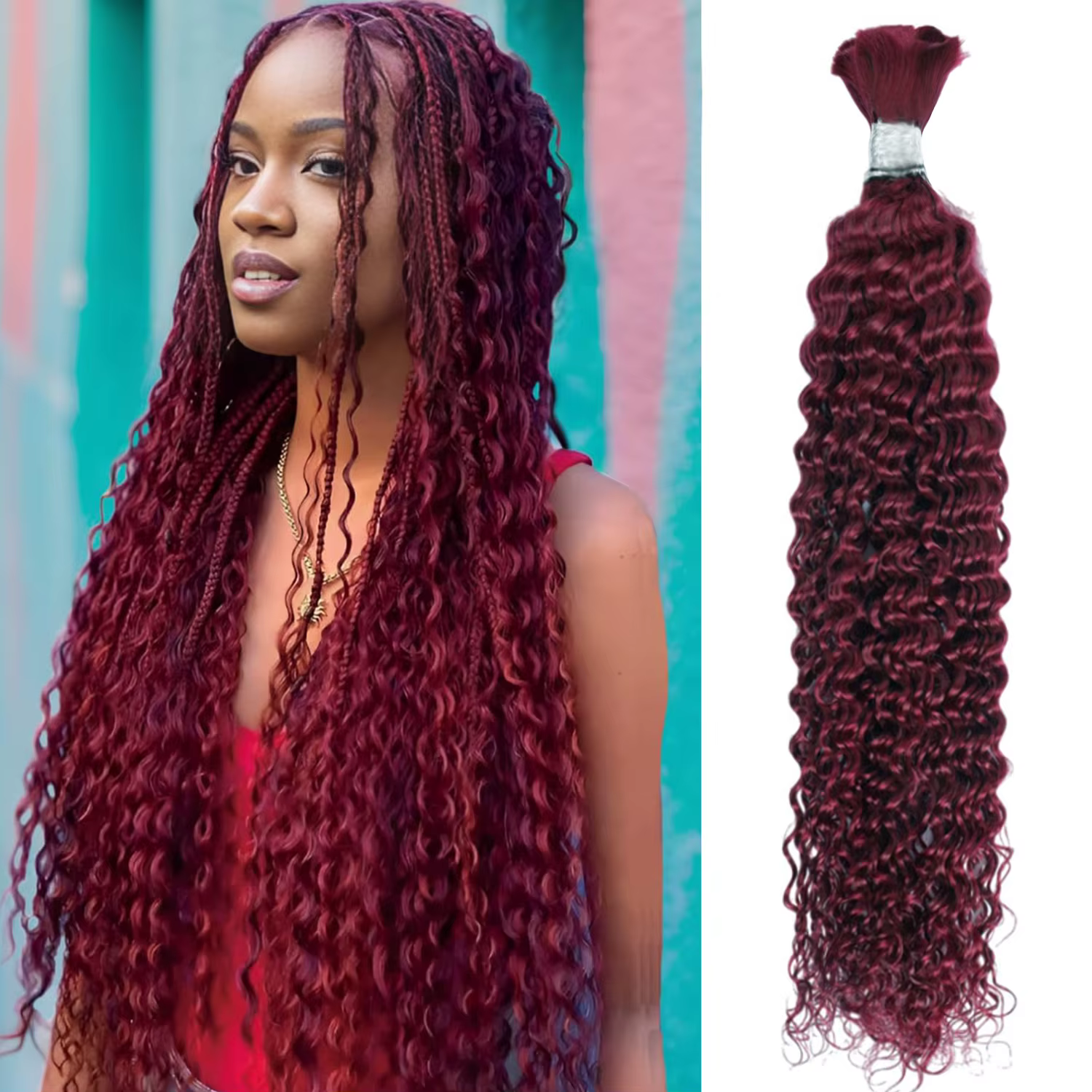 # Extensions de cheveux humains 100% naturels 99j Bourgogne pour tressage