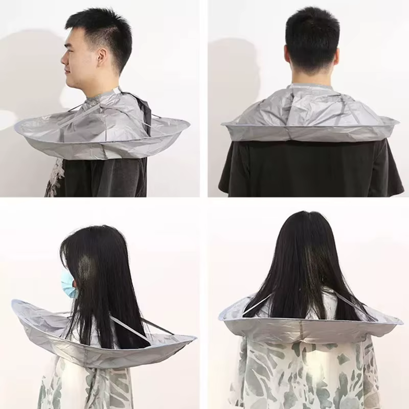 Capes de coupe de cheveux, teinture tridimensionnelle respirante pour la maison, enfant et adulte, cape parapluie de barbier, outils de coupe de cheveux pliables