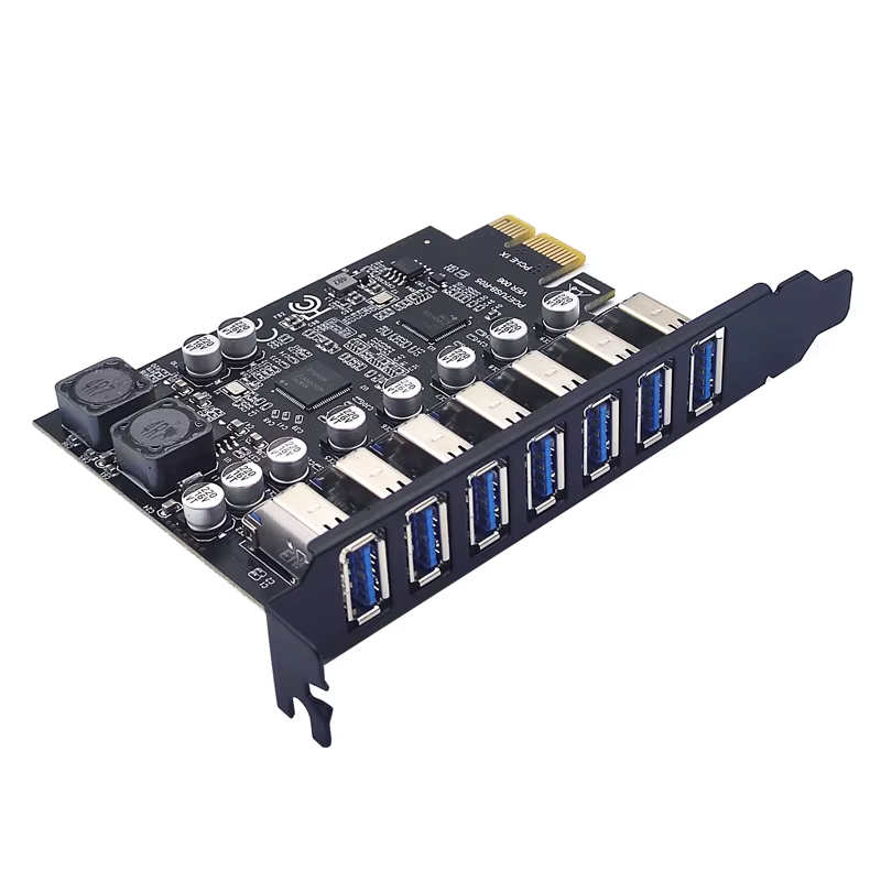 USB3.2 Gen1 5Gbps USB3.0 PCI Express multiplicateur PCI E à 7ports USB 3 Hub adaptateur d'extension carte PCI-E 1X contrôleur pour ordinateur de bureau
