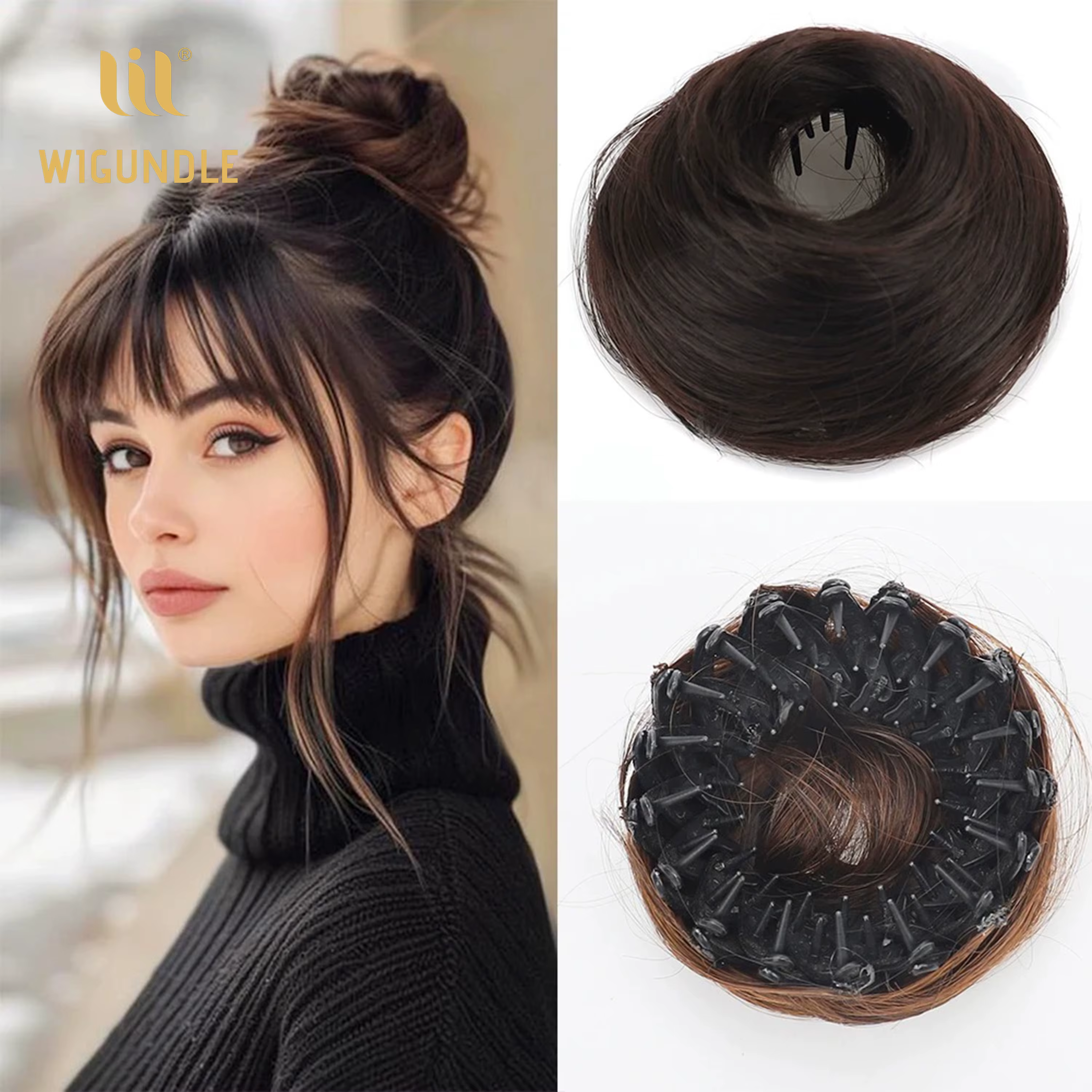 Chignon synthétique lisse pour femme