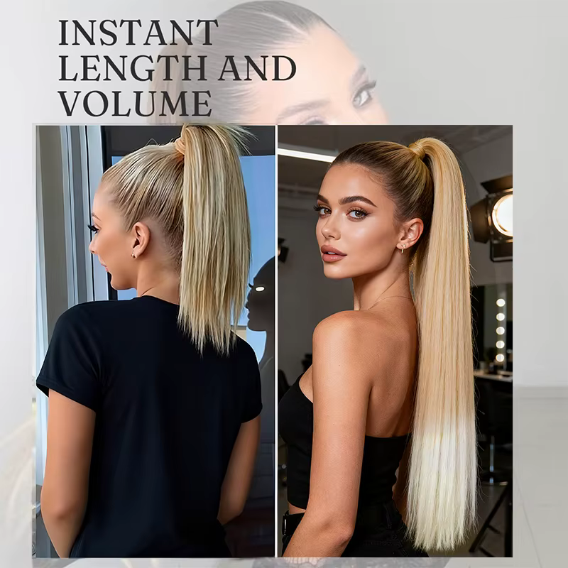 Extension de cheveux synthétiques longs et raides pour femmes
