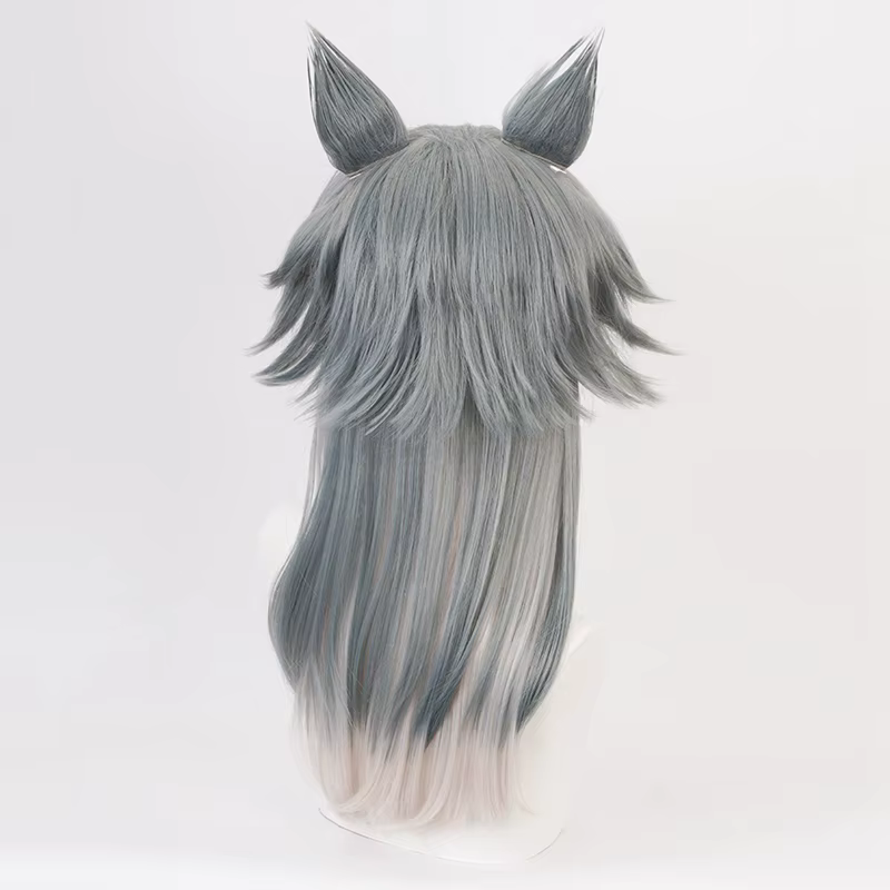 Perruque de Cosplay Anime BEASTARS Legoshi avec oreilles de loup, bêtes personnalisées, dégradé de couleurs, perruques de cheveux résistantes à la chaleur + bonnet de perruque