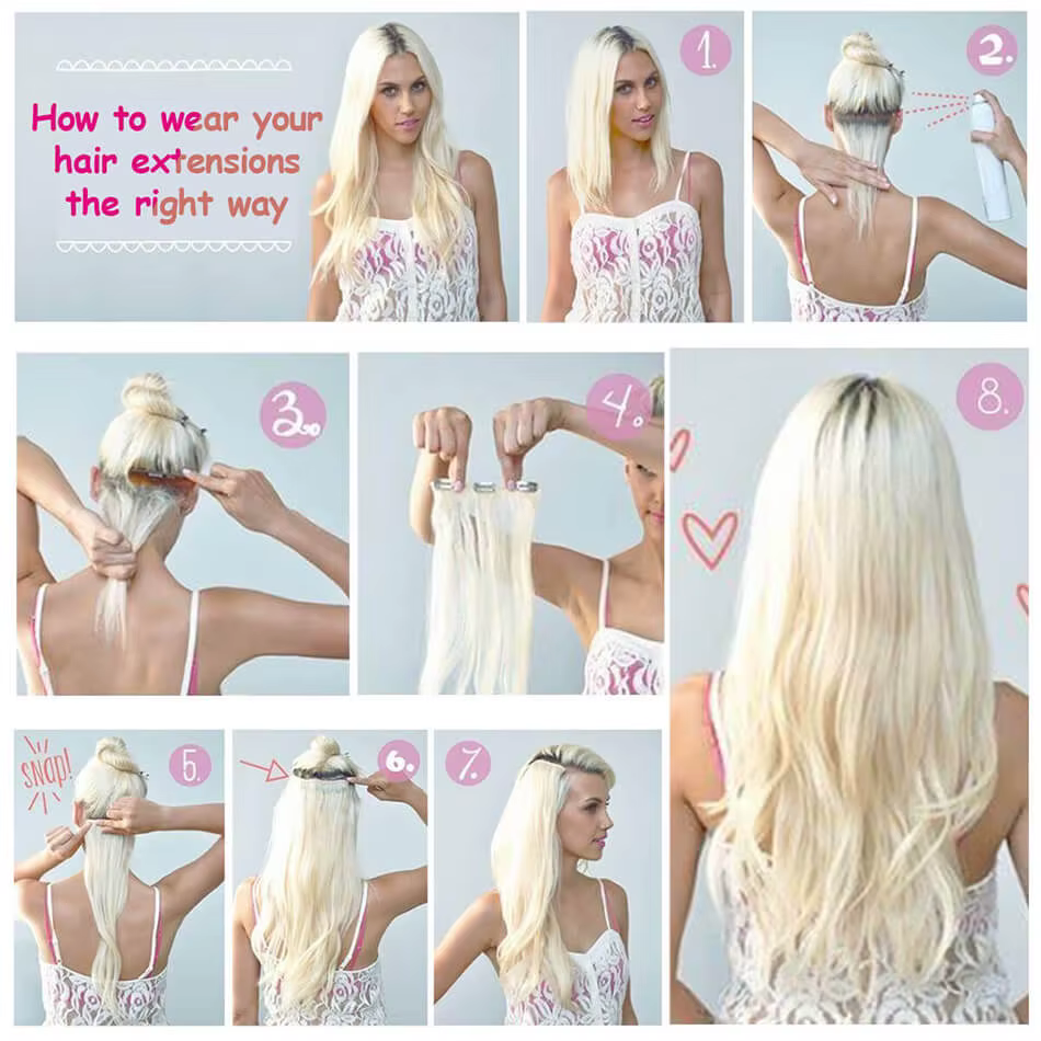 Extensions de cheveux synthétiques bouclés à clipser pour femmes et filles