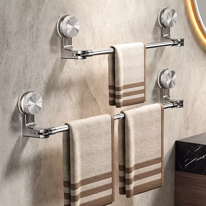 Porte-serviettes rétractable à ventouse, étagère d'angle rotative à ventouse pour serviettes et chaussures, support de rangement mural sans perçage pour salle de bain