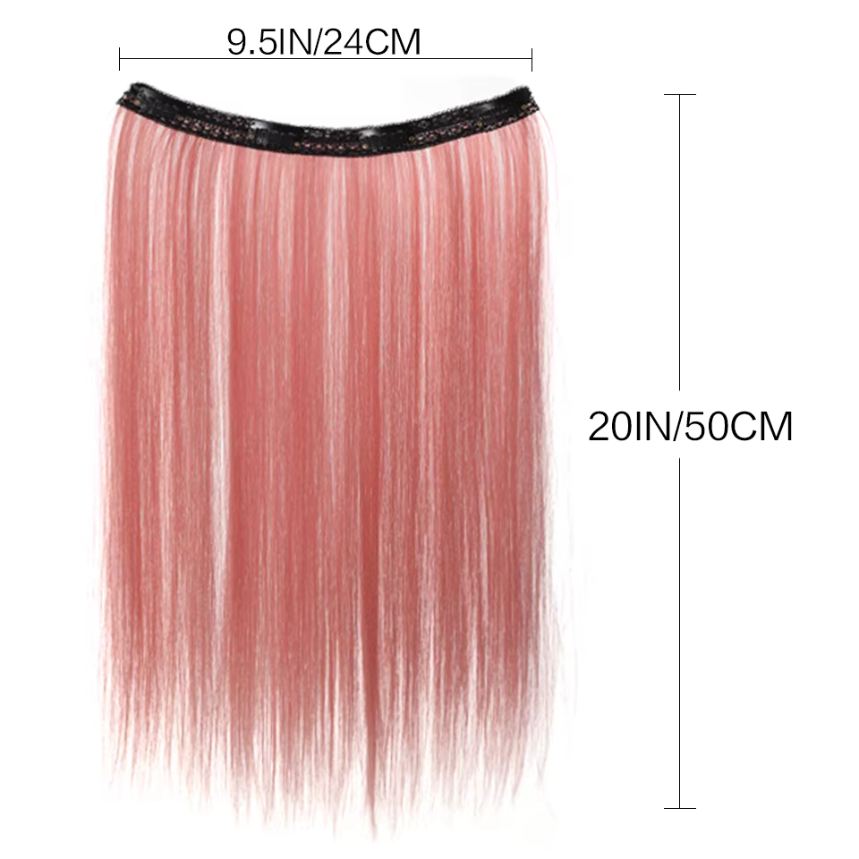 Extensions de cheveux synthétiques lisses et longues de 20 pouces pour femmes, couleurs vives, fibres synthétiques, faciles à utiliser