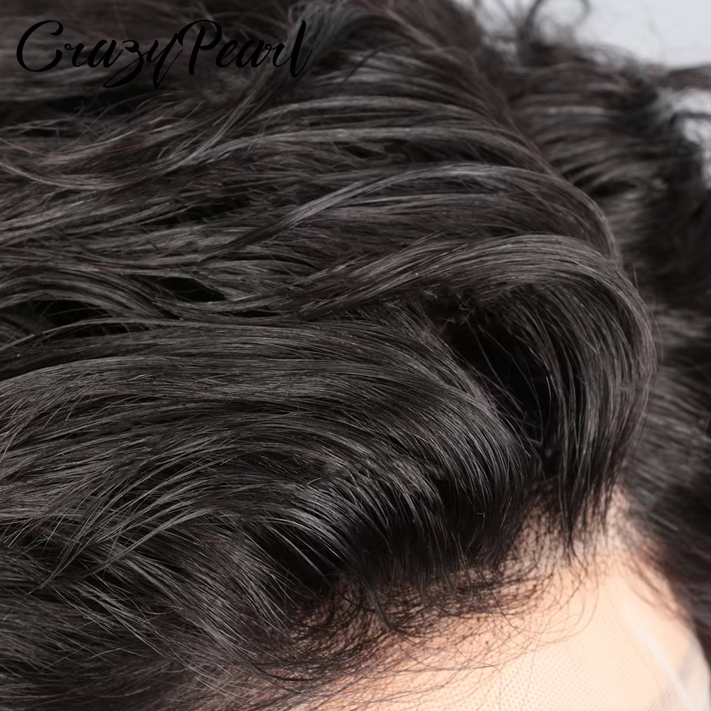 Perruque Lace Frontale CrazyPearl 13X4 Coupe Pixie Cheveux Humains Courts Bouclés Noirs Brésiliens Remy Ligne