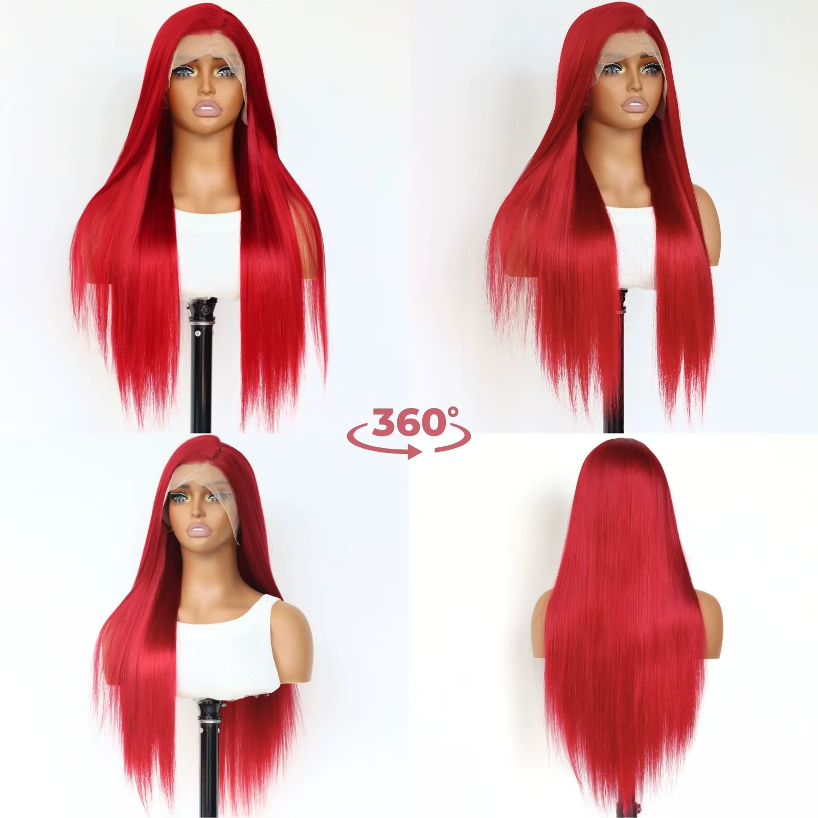 Perruque Lace Front Wig Synthétique Rouge Bordeaux