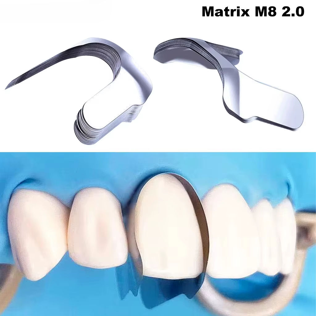 Bandes de matrice métallique antérieure profilées, 30 pièces, système de matrice sectionnelle M8, double Matrices antérieures, matériel de dentisterie