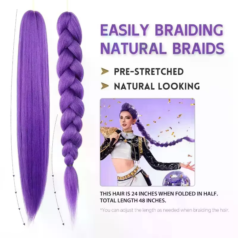 Perruque de Cosplay KPOP Rumi longue tressée violette