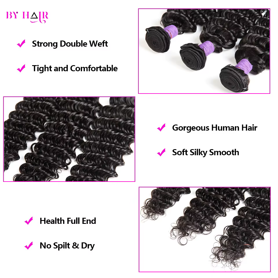 Tissage Humain Hair 28 30 32 Pouces Deep Wave
