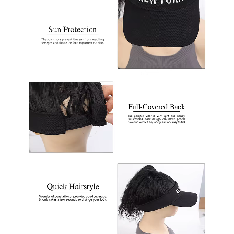 Perruque chapeau de baseball pour femme