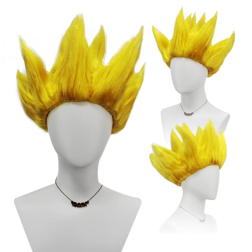 Perruque synthétique courte à pointes effet flamme unisexe pour cosplay d'héroïne d'anime