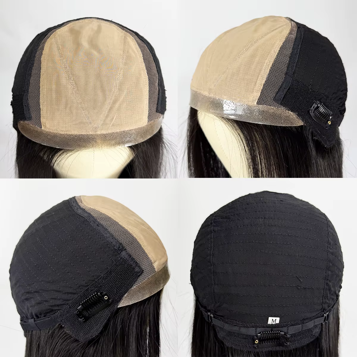 Perruque 100% Cheveux Humains Naturels avec Base en Soie et PU Bio