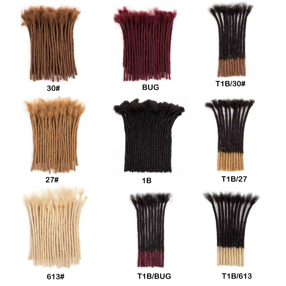 Extensions de dreadlocks en cheveux humains colorées de 4 à 30 pouces