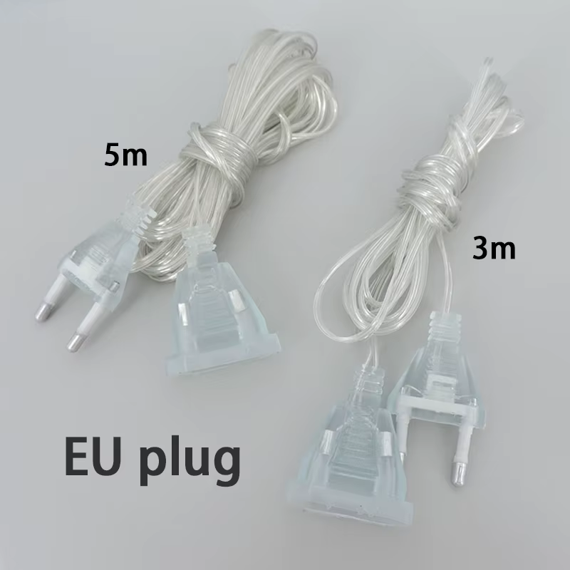 Rallonge électrique pour prise UE, câble de commutation standard, guirxiété lumineuse LED de vacances, M20, 3m, 5m