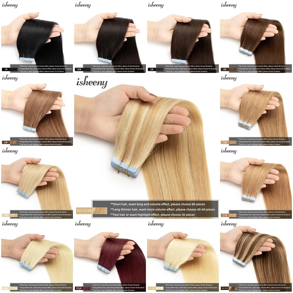 Extensions de cheveux naturels Isheeny à bandes adhésives