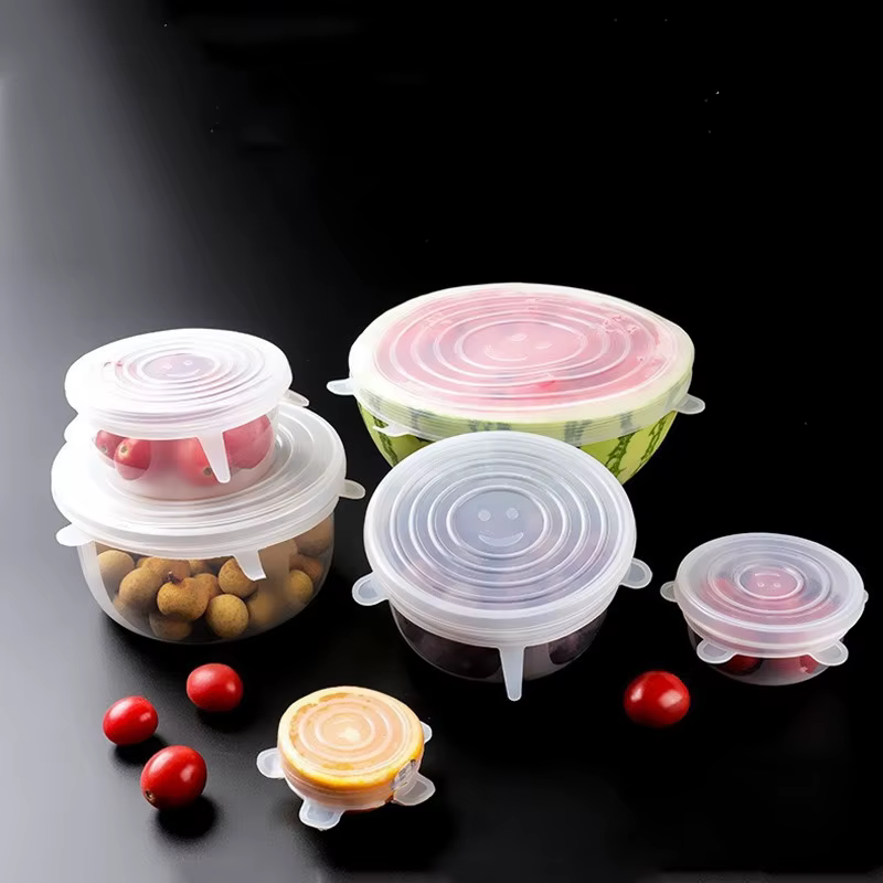 Couvercles extensibles en Silicone pour la cuisine, 6 pièces, couvercles alimentaires pour micro-ondes, bouchons de bol, couvercle élastique en Silicone, couvercles universels adaptables