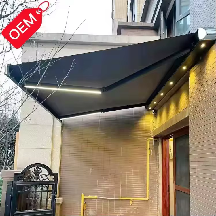 Auvent rétractable en alliage d'aluminium pour extérieur, auvent extensible pour terrasse et balcon, imperméable et résistant aux UV, personnalisable