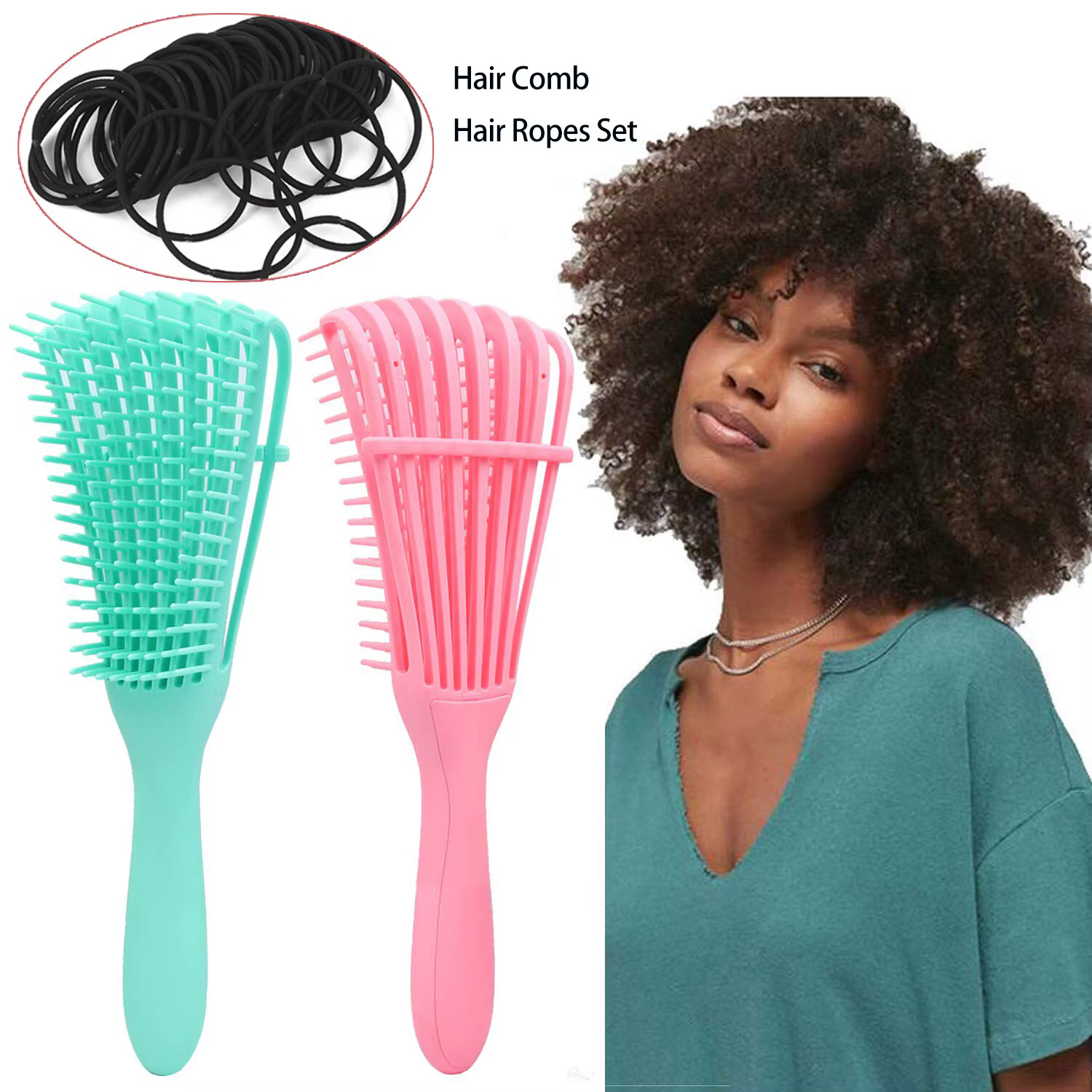 Brosse à cheveux bouclée pour hommes et femmes, peigne de massage du cuir chevelu, poignées de salon