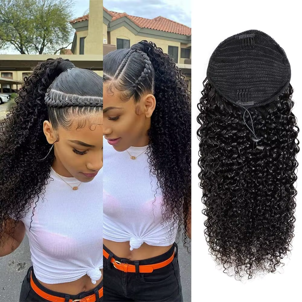 Extensions de queue de cheval droites en cheveux humains