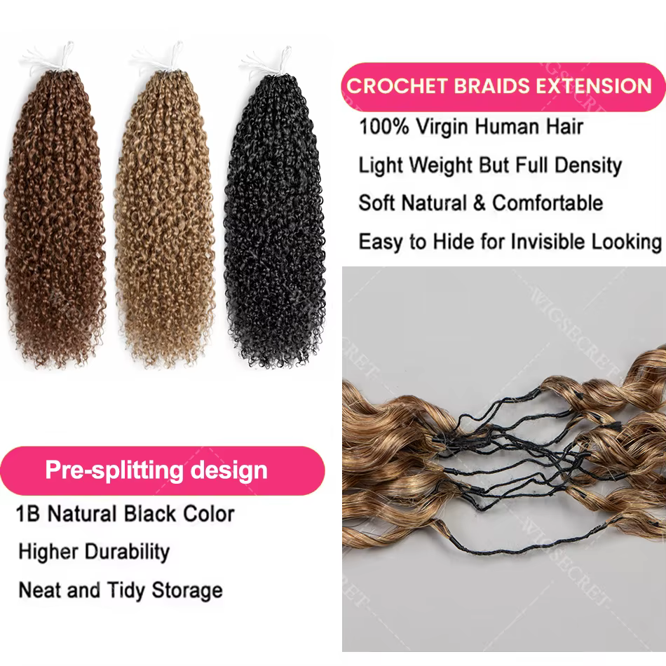 Extensions de cheveux humains bouclés crépus blond miel pour tressage