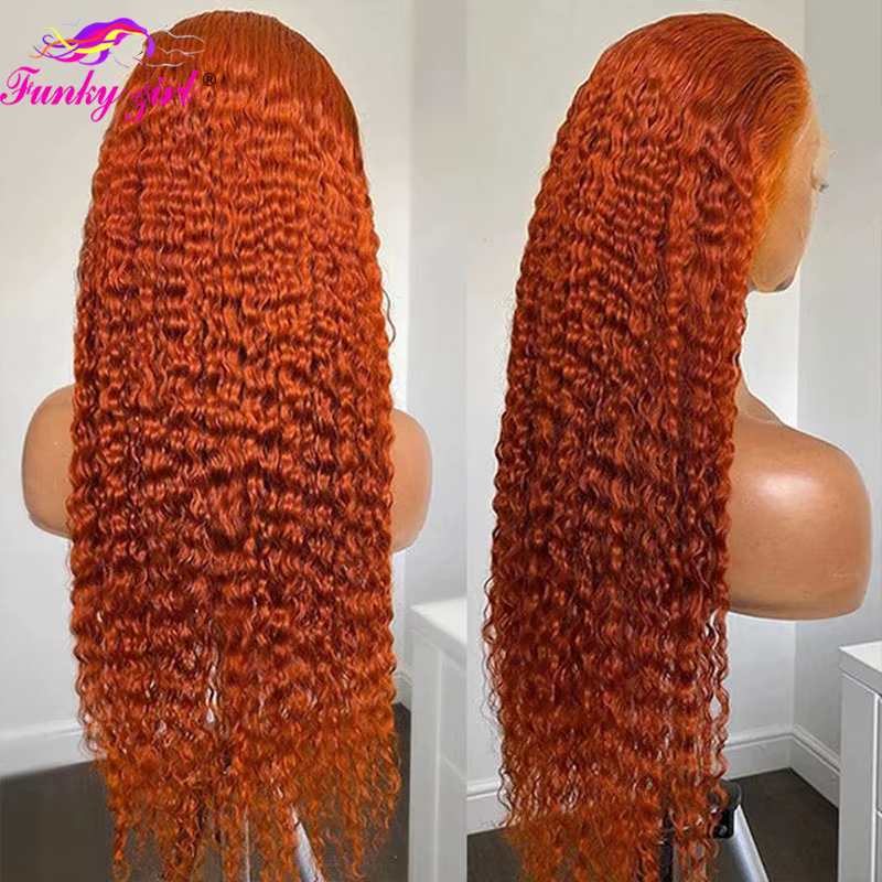 Perruque de cheveux humains vague d'eau de gingembre 13x4 perruques avant de dentelle pour les femmes couleur orange
