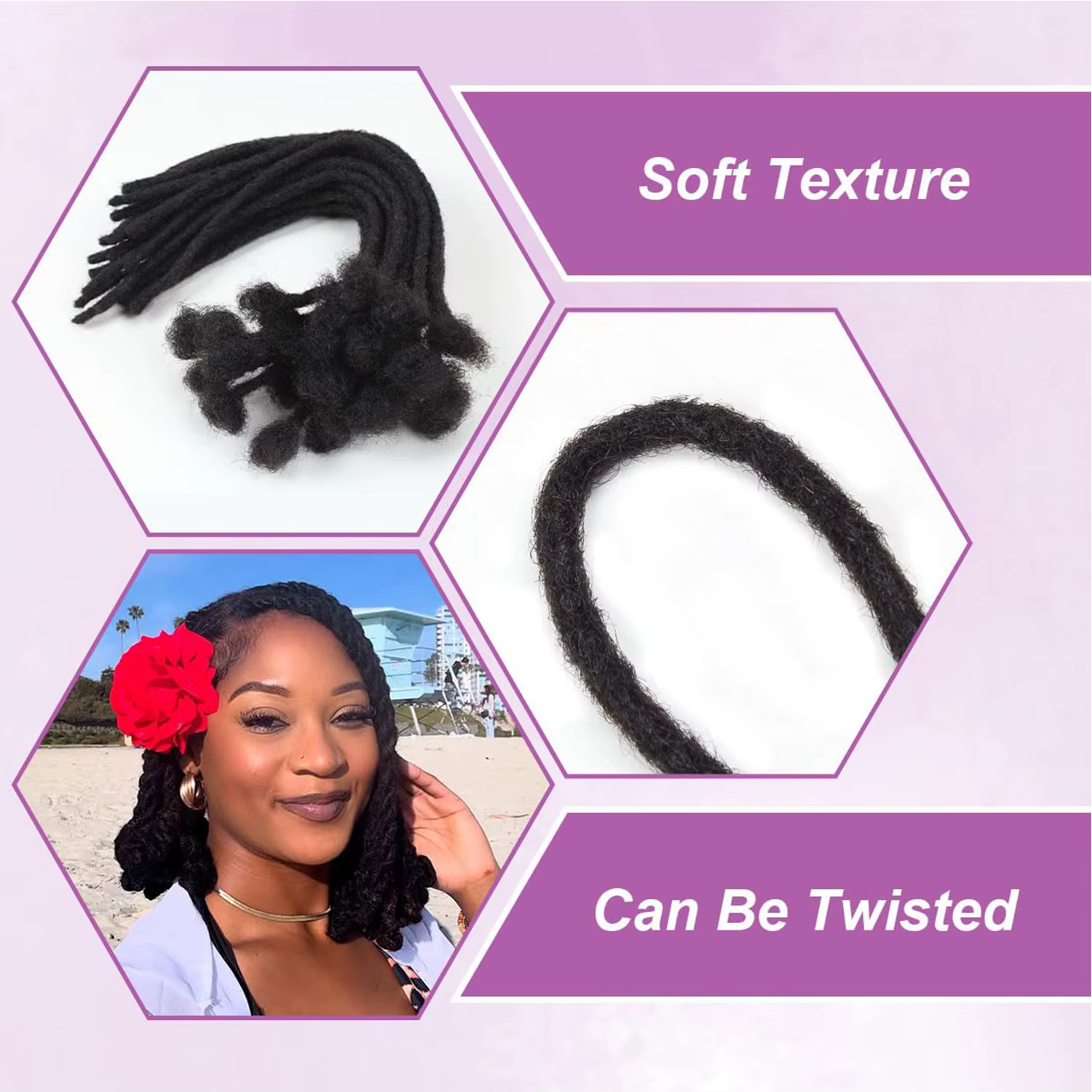 Extensions de dreadlocks synthétiques 15 brins de 10/12/14/16/18 pouces