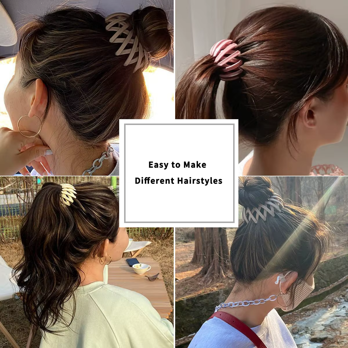 1/4/7 pièces Pinces à cheveux tendance en forme de nid d'oiseau pour femmes