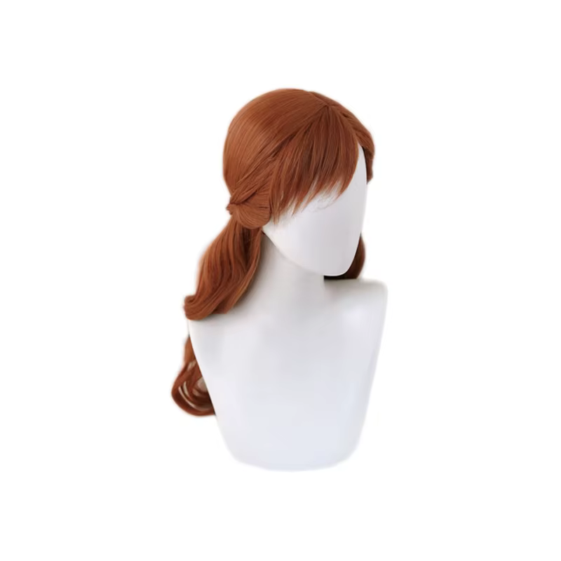 Anna Cosplay perruque princesse tressé longue marron ondulé résistant à la chaleur cheveux synthétiques Anime