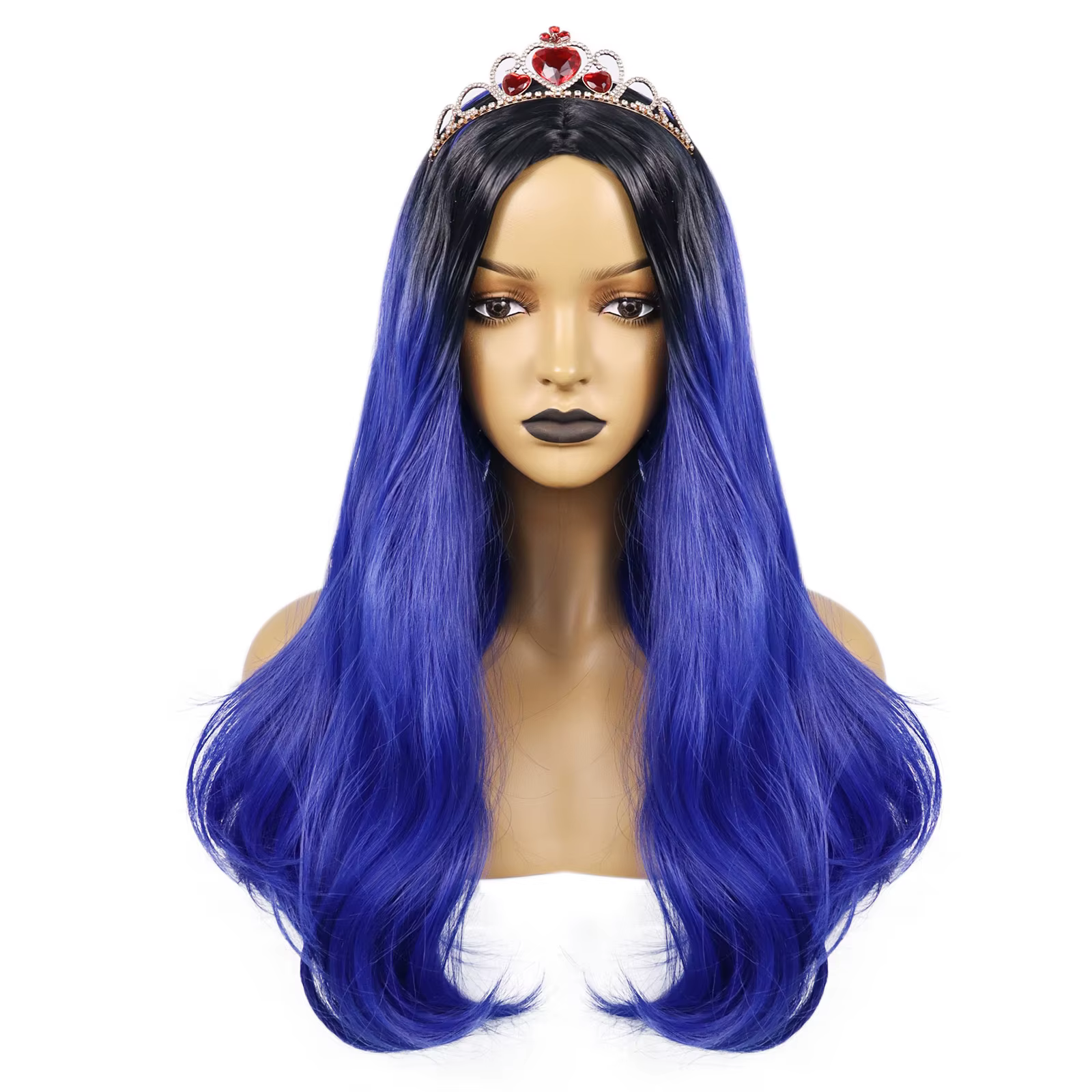 Evie-Perruque Cosplay Longue et Ondulée Bleue pour Femme