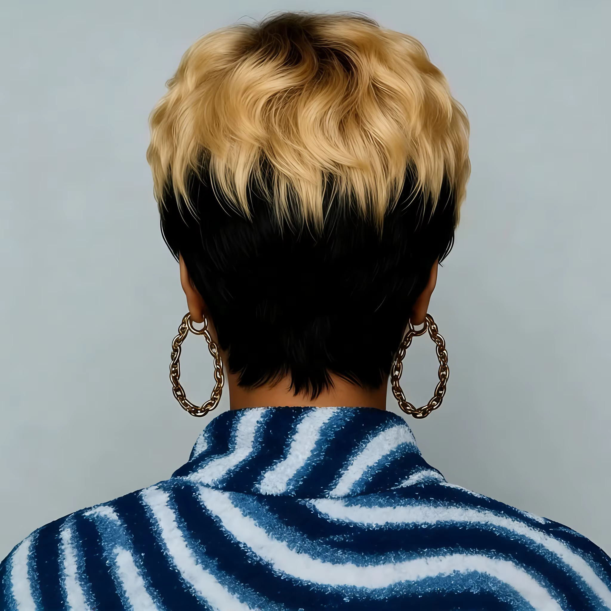 Perruque Pixie Cut en cheveux humains bouclés ondulés avec frange