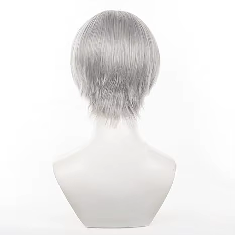 Perruque Anime Yu Narukami grise en forme de bol