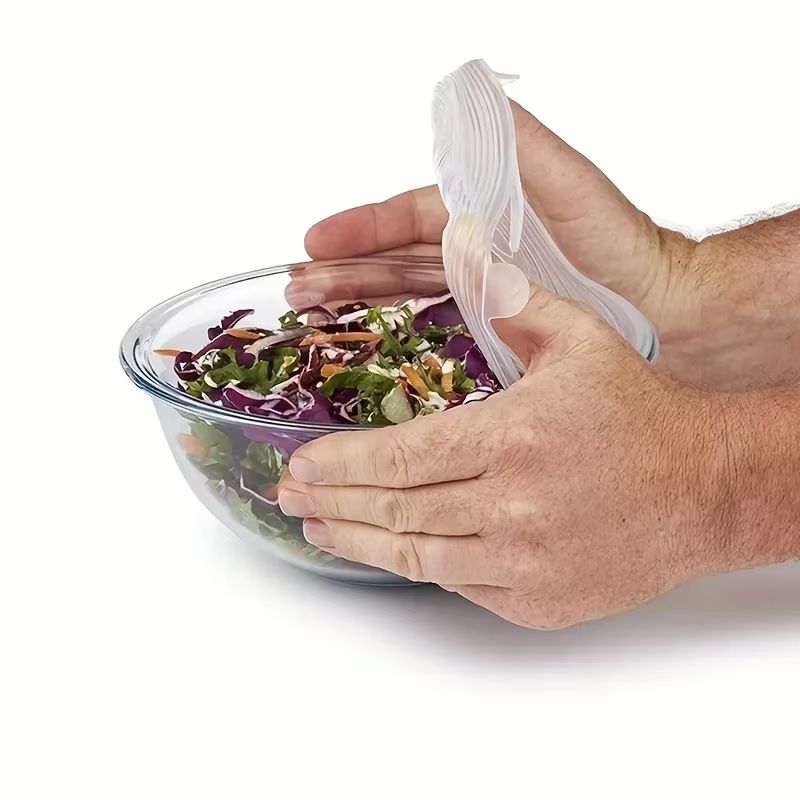 Juste en silicone réutilisable et durable pour les restes d'aliments frais, bol de batterie de cuisine lavable, conservation des aliments au micro-ondes, 6 pièces