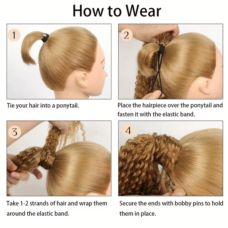 WIGSIN 18 pouces synthétique longue queue de cheval bouclée avec élastique cheveux corde Extensions