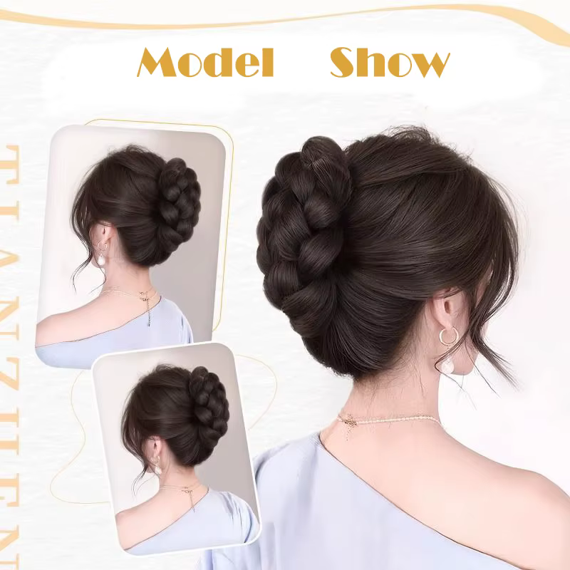 Chignon synthétique torsadé pour femme avec pince à cheveux