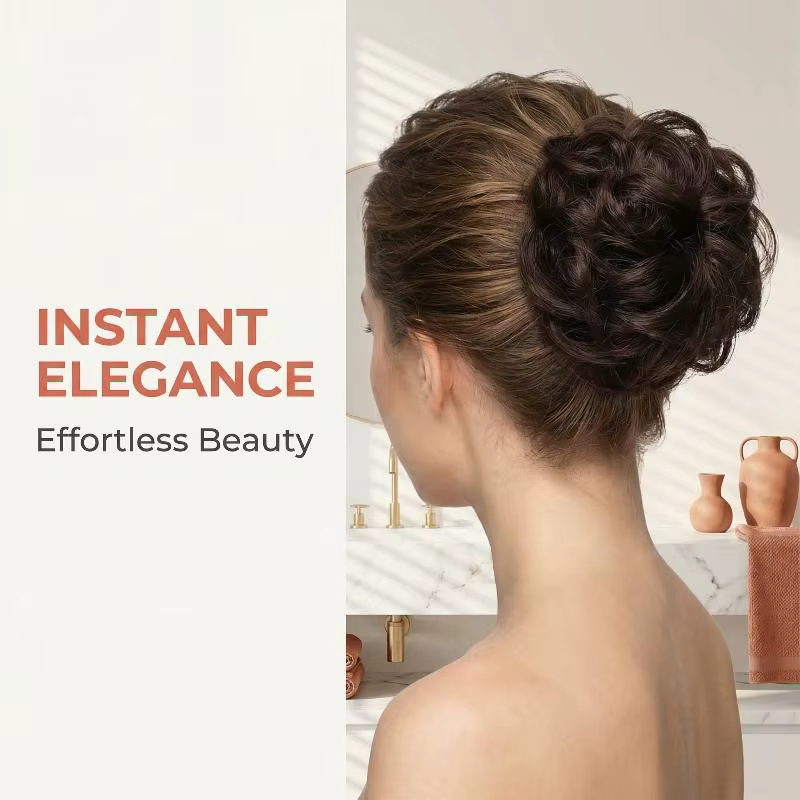 Chignon synthétique élégant et bouclé avec élastique