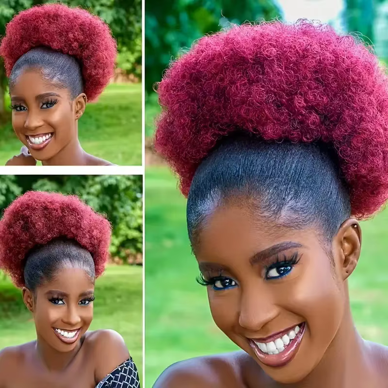 1pc femmes 10 pouces Afro crépus bouclés synthétique queue de cheval Extension cordon