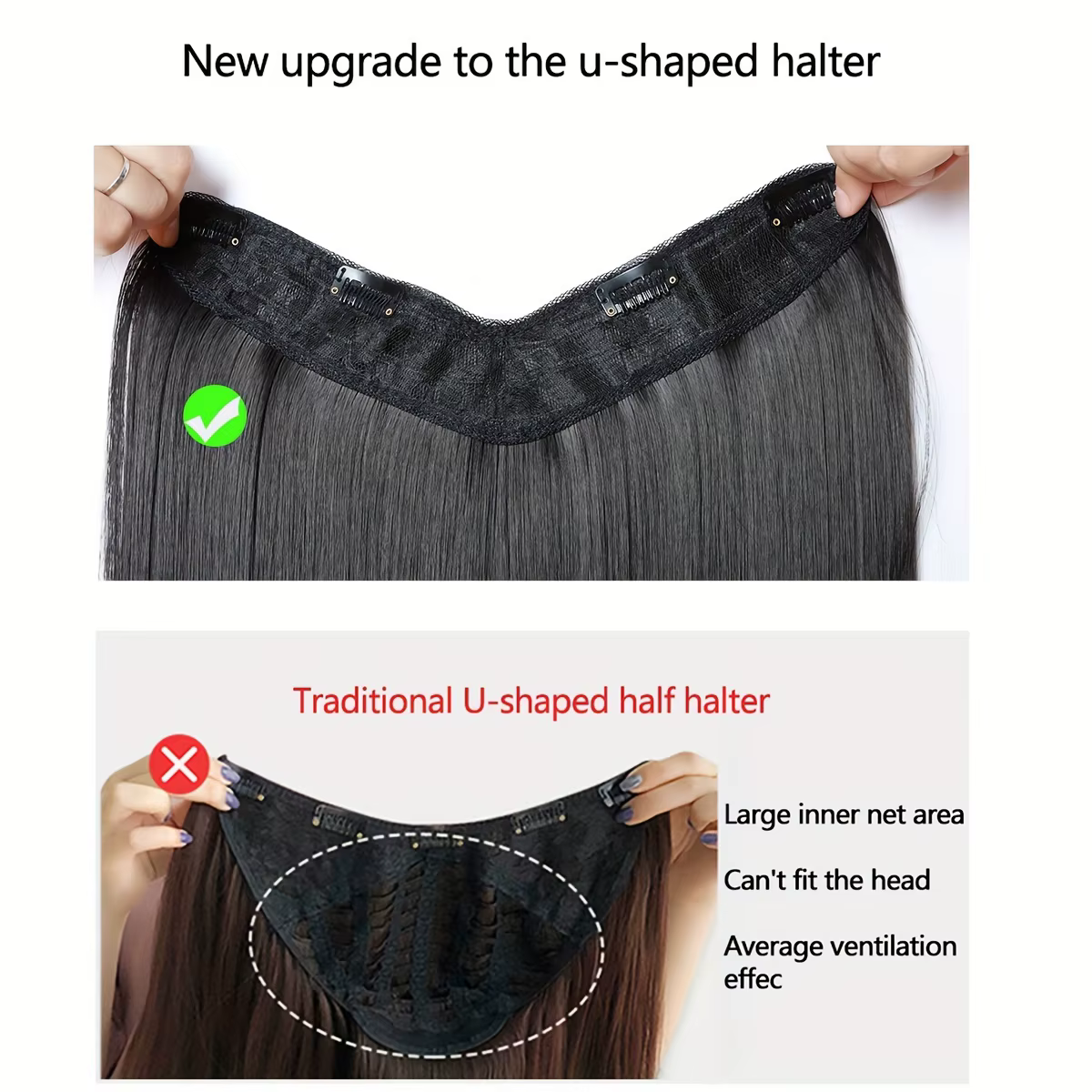 H & STAR-Extensions de cheveux synthétiques en forme de V, 22 pouces, bien mélangés, longs, raides, ondulés, extension de cheveux bruns